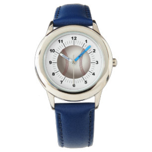 Kid's Baseball Blue Leather Strap Watch