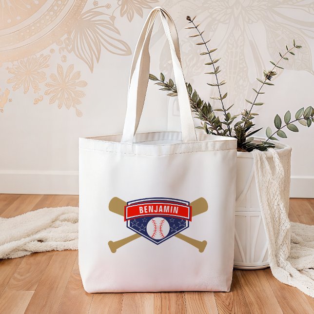 Kids Baseball Personalized Name Tote Bag (Creator Uploaded)