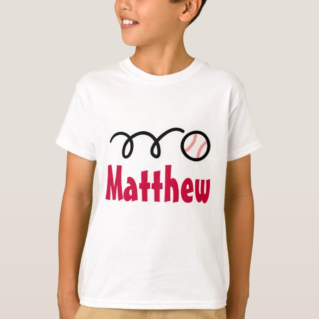 Kids baseball t-shirts for boys | Customised name (Front)