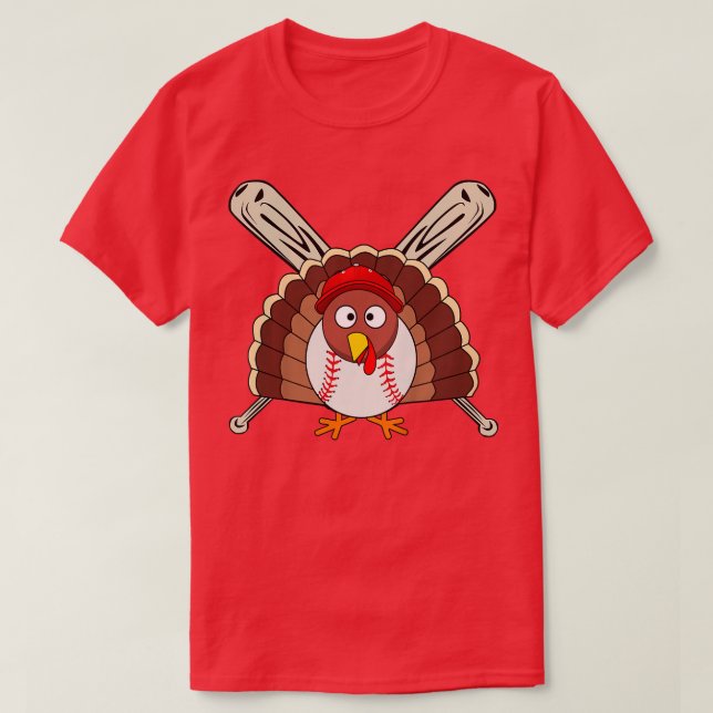 Kids Baseball Turkey Thanksgiving For boys  T-Shirt (Design Front)