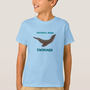 Kids' Basic T-Shirt Natural Born Swimmer Sea Lion