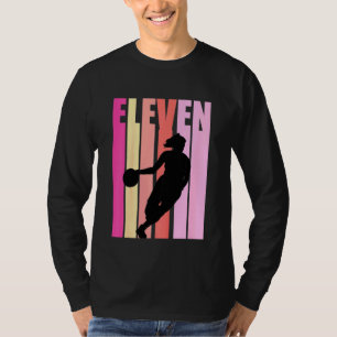 Kids Basketball 11th Birthday Kids Girls Retro 11 T-Shirt