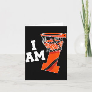 Kids basketball 1st birthday boy one year old bask card