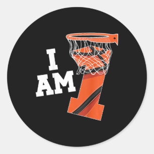 Kids Basketball 1st Birthday Boy One Year Old Bask Classic Round Sticker