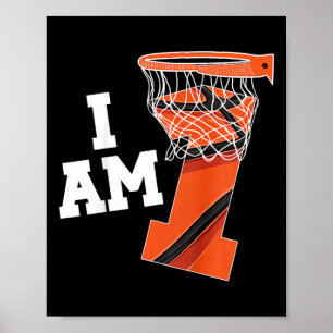 Kids Basketball 1st Birthday Boy One Year Old Bask Poster