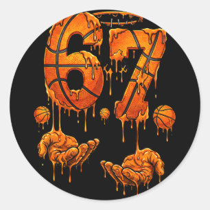 Kids basketball 67 six seven funny birthday memeKi Classic Round Sticker