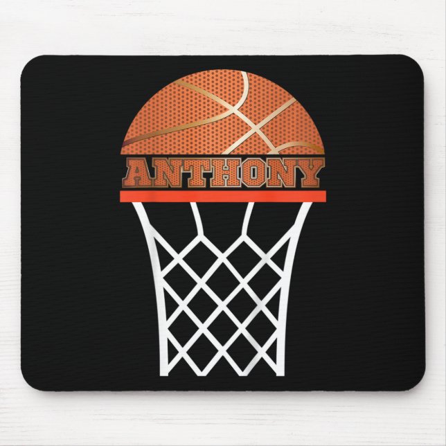 Kids Basketball  Anthony Custom Name Gift For Boys Mouse Mat (Front)