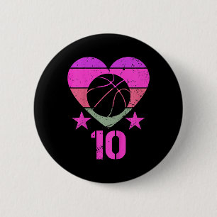 Kids Basketball Birthday 10 Year Old Boy Girl Tent 6 Cm Round Badge