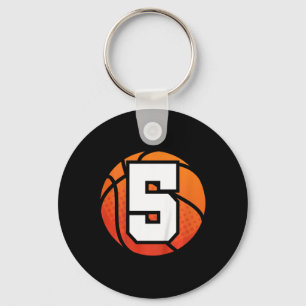 Kids Basketball Birthday 5 Number Five Year Old B Key Ring