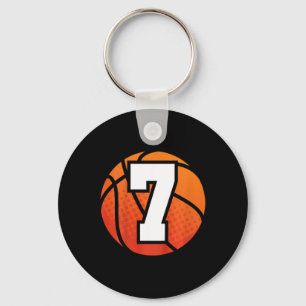 Kids Basketball Birthday 7 Number Seven Year Old Key Ring