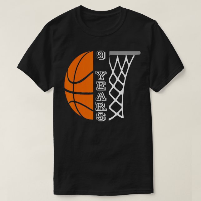 Kids Basketball Birthday For Boys 9 Years Old Gift T-Shirt (Design Front)