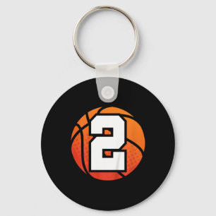 Kids Basketball Birthday  Number 2 for Two Year Ol Key Ring