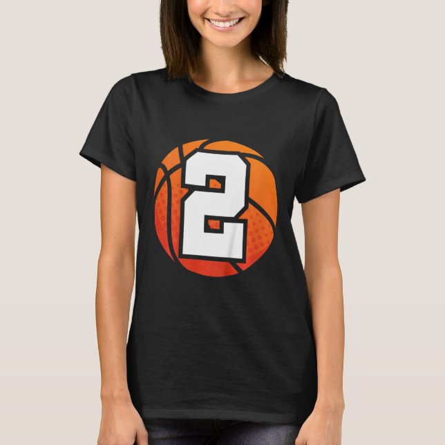 Kids Basketball Birthday  Number 2 for Two Year Ol T-Shirt (Front)