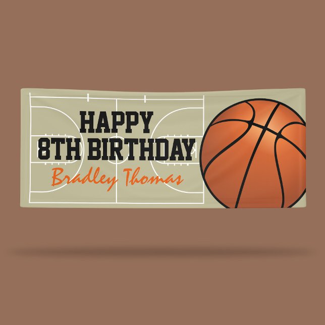 Kids Basketball Court Birthday Party Banner (Creator Uploaded)