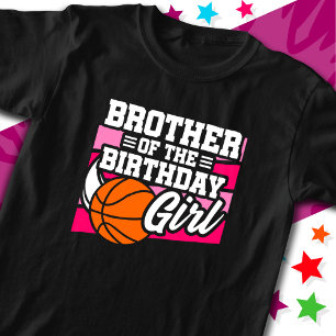 Kids Basketball Party Brother of the Birthday Girl T-Shirt