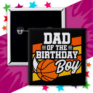 Kids Basketball Party Dad of the Birthday Boy 15 Cm Square Badge