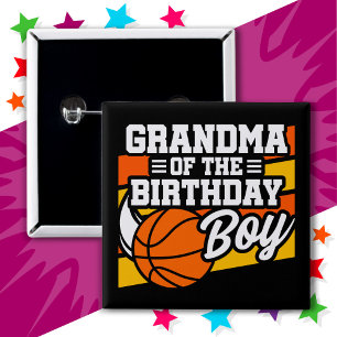 Kids Basketball Party Grandma of the Birthday Boy 15 Cm Square Badge