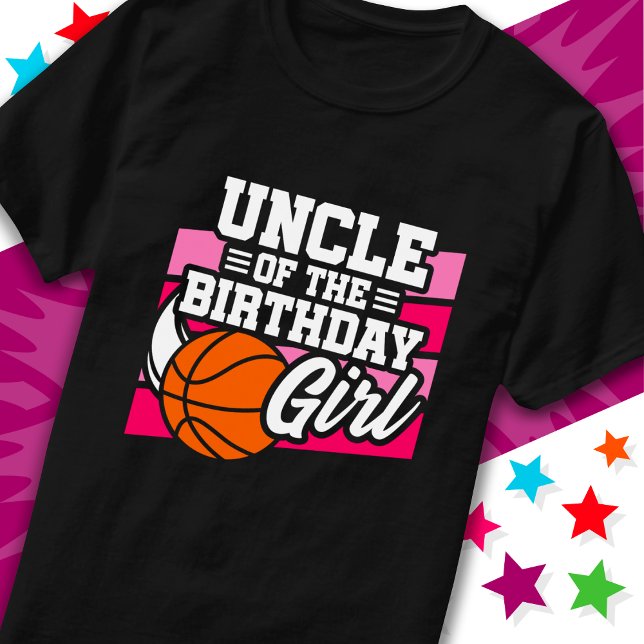 Kids Basketball Party Uncle of the Birthday Girl T-Shirt (Creator Uploaded)