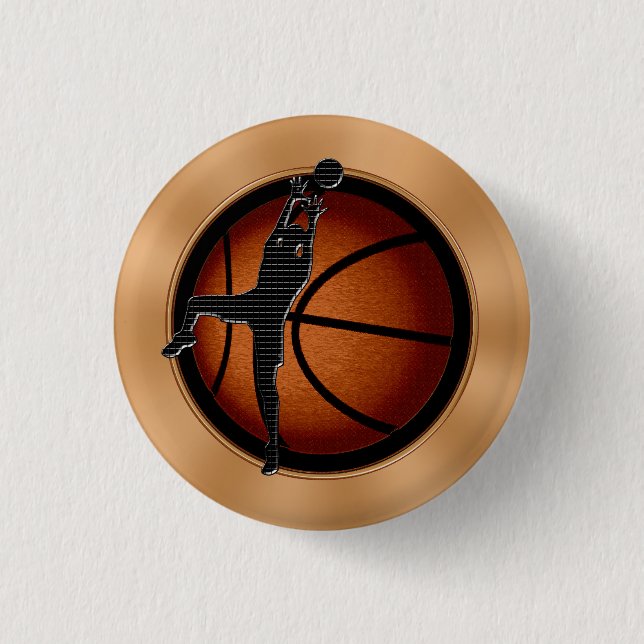 Kids Basketball Pins, Basketball Party Favours 3 Cm Round Badge (Front)
