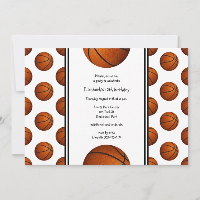 kids basketball sports birthday_team party invitation (Front)