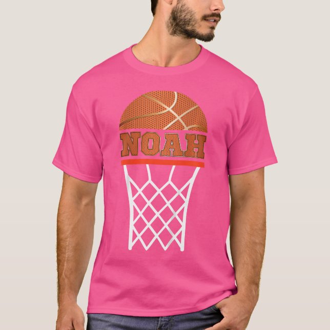 Kids Basketball T Shirt Boy Custom Name Noah Youth (Front)