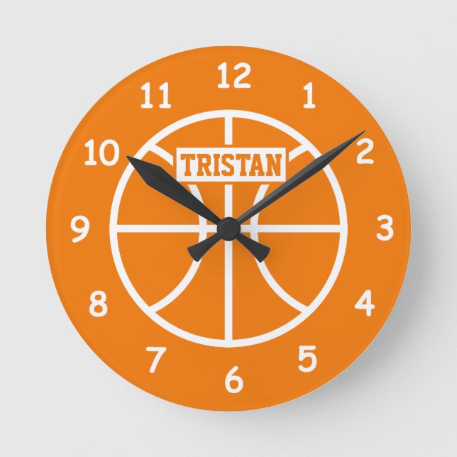 Kid's basketball wall clock for children's room (Front)