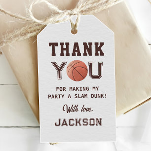 Kids Basketball Watercolor Birthday Party Gift Tags