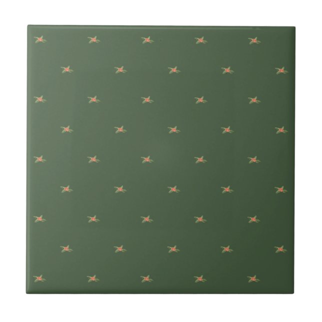 Kids bathroom Cute giraffe floral olive green Cera Tile (Front)