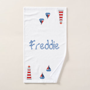 Kids Bathroom Towel set - Lighthouse Boats Whales