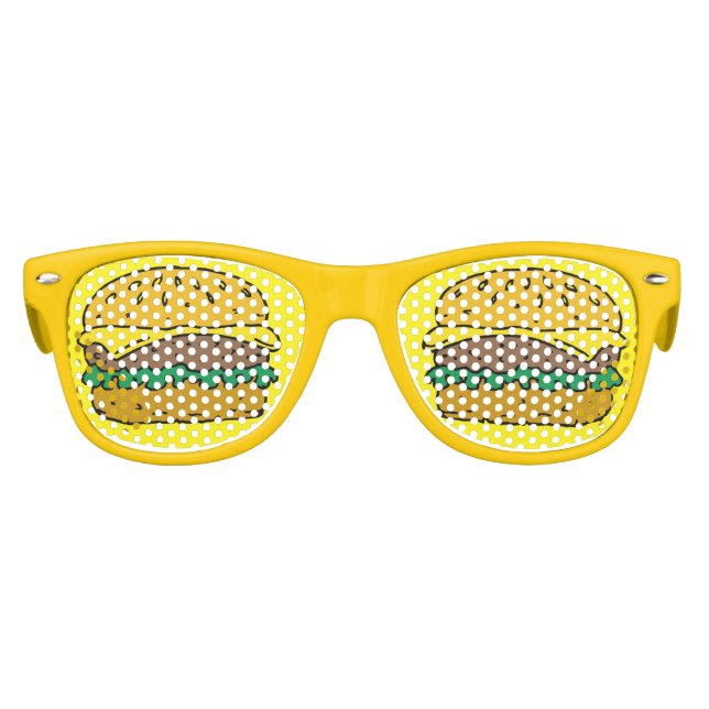 Kids BBQ Grill Party Cartoon Cheese Burgers Kids Sunglasses (Front)