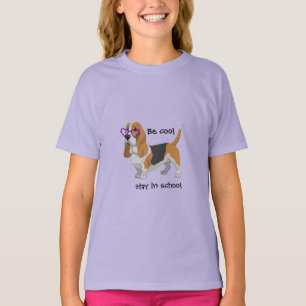 Kid's Be Cool Stay in School Basset Hound Shirt