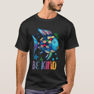 Kids Be Kind Rainbow Scale Fish Teacher Reading Bo T-Shirt