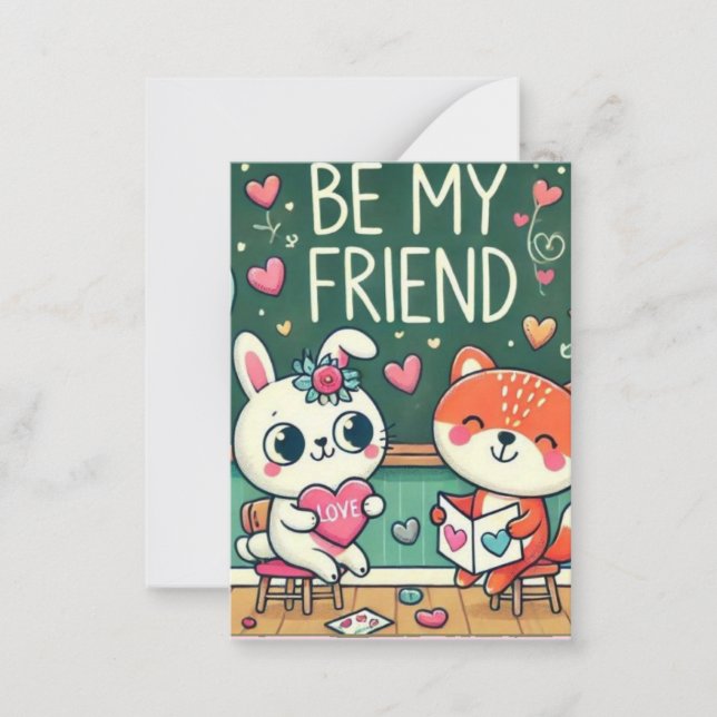 Kids Be My Friend Valentines Day  Card (Front)