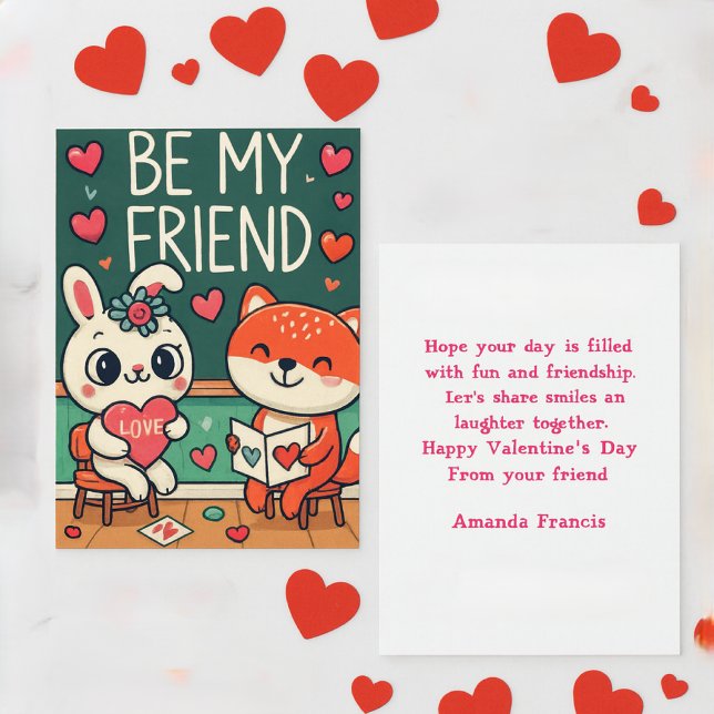 Kids Be My Friend Valentines Day  Card (A sweet Valentine for kids, personalize greeting with your own words )