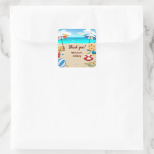 Kid's Beach Birthday Party  Square Sticker