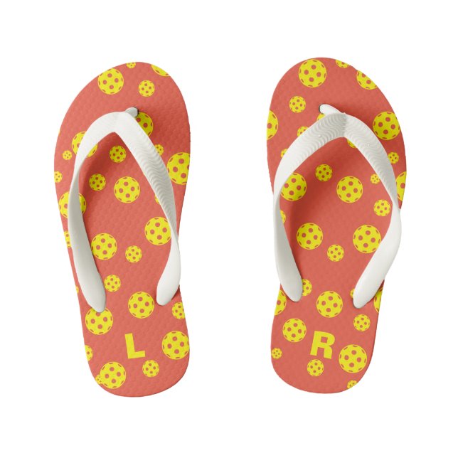 Kid's beach flip flops with cute pickleball design (Footbed)