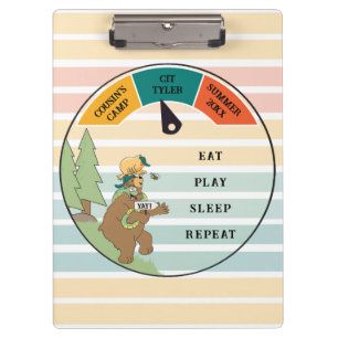 Kid's Bear, Snake, Owl Camp Personalize Clipboard