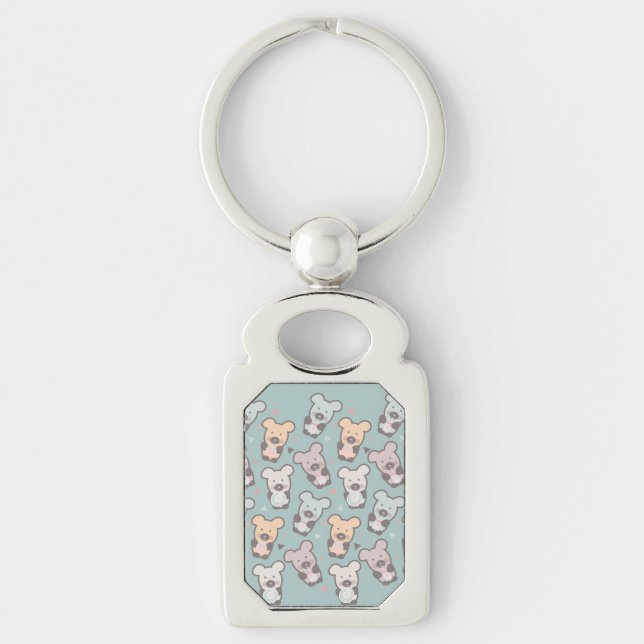 Kids Bears and Doughnuts Pattern Key Ring (Front)