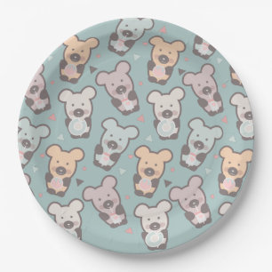 Kids Bears and Doughnuts Pattern Paper Plate
