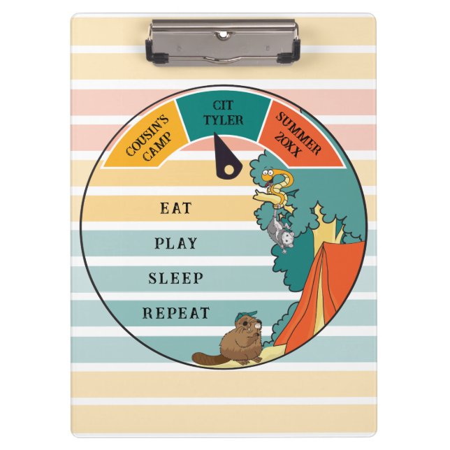 Kid's Beaver, Opossum, Snake Camp Personalise Clipboard (Front)