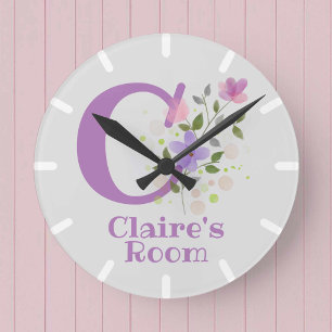 Kids Bedroom Clock with Name Claire