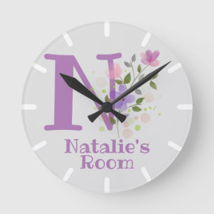 Kids Bedroom Clock with Name & Initial