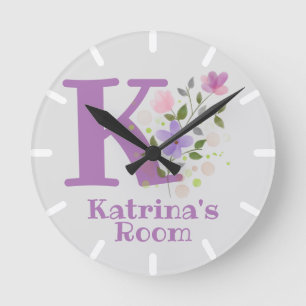 Kids Bedroom Clock with Name & Initial
