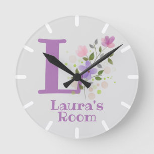 Kids Bedroom Clock with Name & Initial