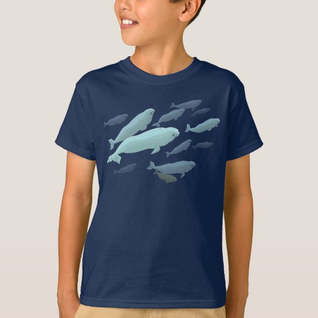 Kid's Beluga Whale Shirt Cute Whale Art Shirts (Front)