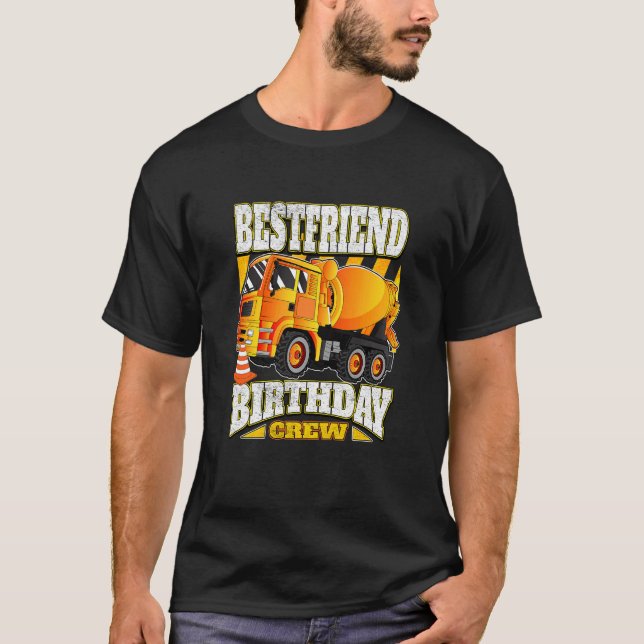 Kids Bestfriend Birthday Crew  Cement Mixer Truck  T-Shirt (Front)
