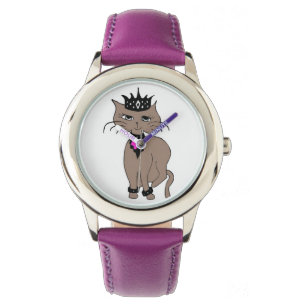 Kid's Bezel Stainless Steel Watch/Crowned Cat Watch