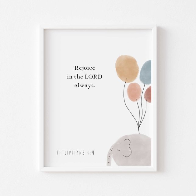 kids bible verse elephant with balloons poster (Creator Uploaded)