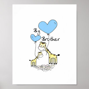 Kids Big Brother Cute Giraffes Gift Idea Toddler S Poster