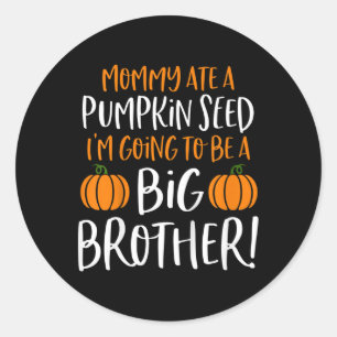 Kids Big Brother Fall Pregnancy Announcement Hallo Classic Round Sticker